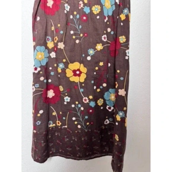 Johnnie Martin Dress Women's L Brown Floral Botanical Weekend Bohemian Feminine - Picture 10 of 12